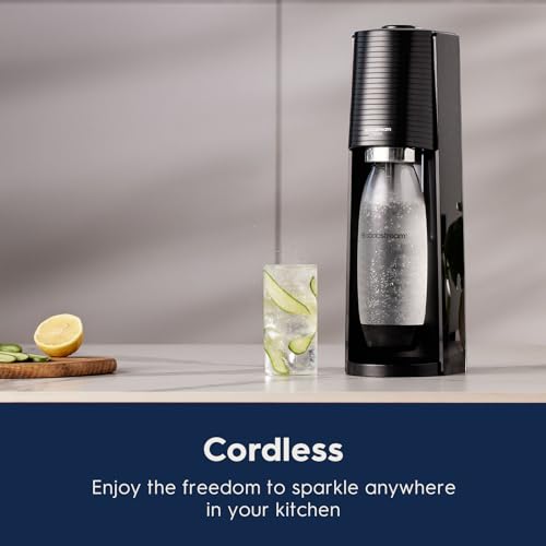 SodaStream Terra Sparkling Water Maker (Black) with CO2, DWS Bottle and Bubly Drop, Battery Powered