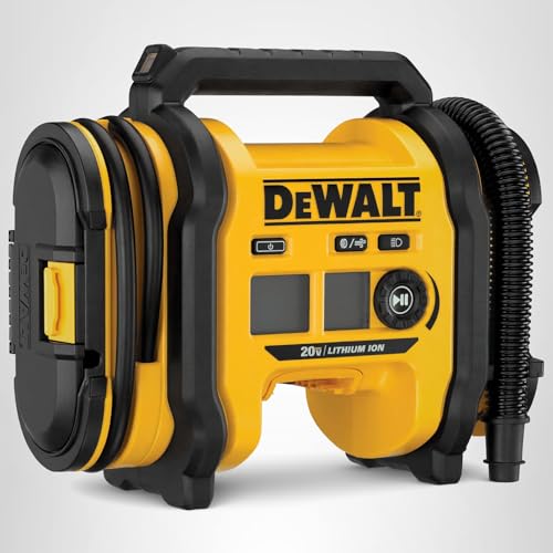 DEWALT Tire Inflator Portable Air Compressor 20V MAX, Car Air Pump with Automatic Shut Off, LED Light, Tool Only (DCC020IB)
