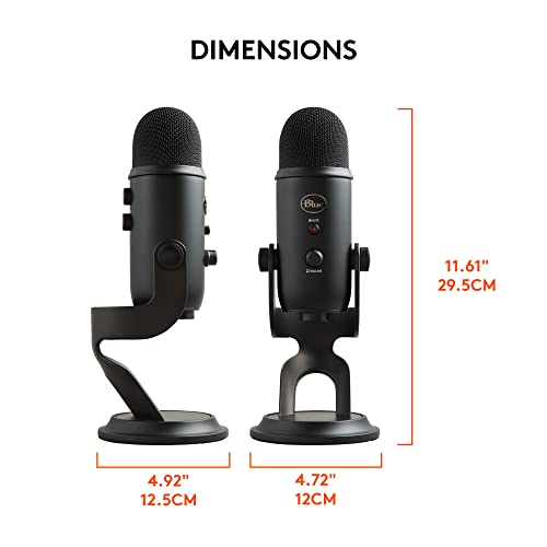 Logitech for Creators Blue Yeti USB Microphone for Gaming, Streaming, Podcast, YouTube, Discord, PC, Studio Sound, Plug & Play-Blackout