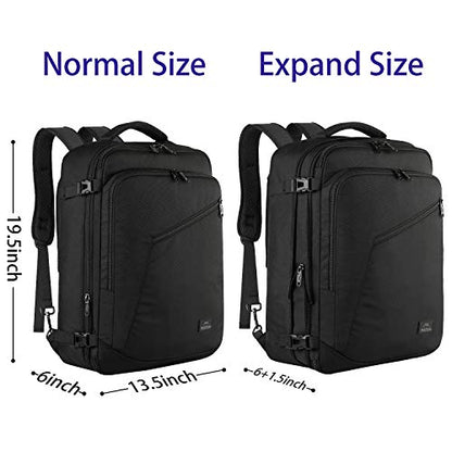 MATEIN Carry on Backpack, Extra Large Travel Backpack Expandable Airplane Approved Weekender Bag for Men and Women, Water Resistant Lightweight Daypack for Flight 40L, Black