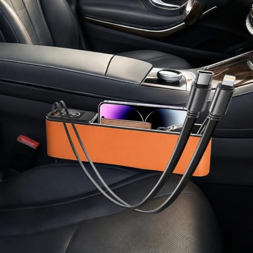 Elecshion Car Seat Gap Filler Organizer with 69W Retractable Car Charger