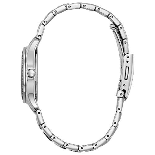 Citizen Women's Eco-Drive Dress Classic Crystal Watch in Stainless Steel, Pink Dial (Model: FE1140-86X)