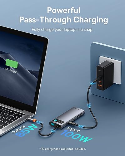 Baseus USB C to HDMI Adapter, 4K@60Hz USB C Docking Station, 7 in 1 USB C Hub with 3 USB-A, PD 100W, TF/SD Card Reader, USB C Dock Compatible for iPhone 15/Mac/Dell/Acer/HP/ASUS/Steam Deck/Rog Ally