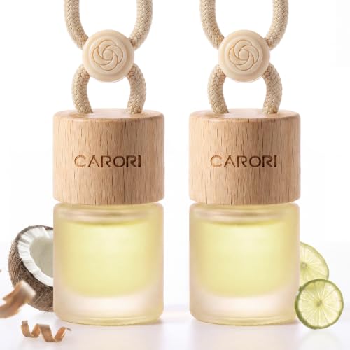 CARORI Car Air Freshener, 2 Pack Wood-Cap Hanging Diffuser, Car Accessories | Premium Fragrance Oils in a Car Diffuser for Daily Commutes and Road Trips; Minimalist Car Decor for Women and Men