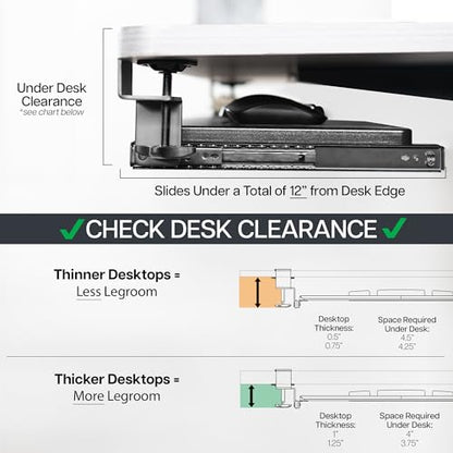 VIVO Large Keyboard Tray Under Desk Pull Out with Extra Sturdy C Clamp Mount System, 27 (33 Including Clamps) x 11 Inch Slide-Out Platform Computer Drawer for Typing, Black, MOUNT-KB05E