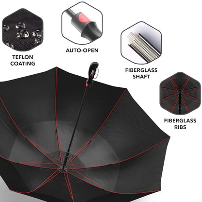 Repel Umbrella Windproof Travel Umbrellas for Rain - Easy Auto Open Close, Durable & Compact Umbrella, Strong Fiberglass Frame, Waterproof Canopy - Backpack, Purse, Portable, Black Umbrella for Travel