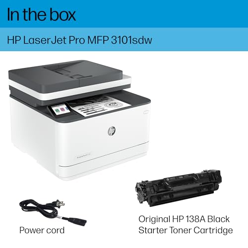 HP LaserJet Pro MFP 3101sdw Printer, Black and white, Printer for Small medium business, Print, copy, scan, Wireless; Print from phone or tablet; Two-sided printing; Scan to email