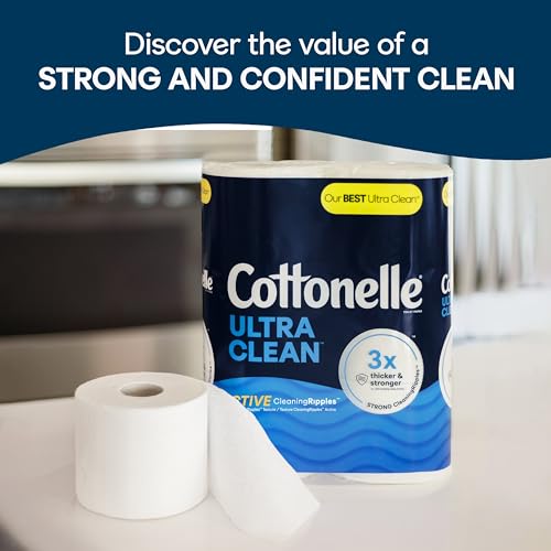 Cottonelle Ultra Clean Toilet Paper with Active CleaningRipples Texture, 24 Family Mega Rolls (24 Family Mega Rolls = 132 Regular Rolls) (4 Packs of 6), 353 Sheets Per Roll, Packaging May Vary