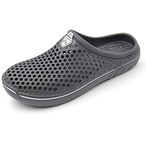 Amoji Garden Clogs Shower Sandals Yard Gardening Beach Water Plastic Rubber House Indoor YY161 Gray 13 Women/12 Men