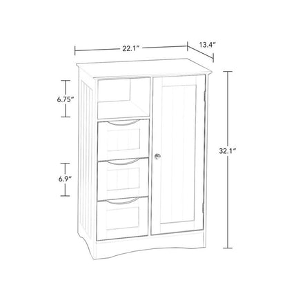 RiverRidge Ashland Collection 1 Door, 3 Drawer, Gray Floor Cabinet,Grey