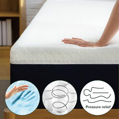 ZINUS 12 Inch Cooling Comfort Hybrid Mattress [New Version], Queen, Fiberglass Free, Medium Firm Feel, Motion Isolation, Certified Safe Foams & Fabric, Mattress in A Box