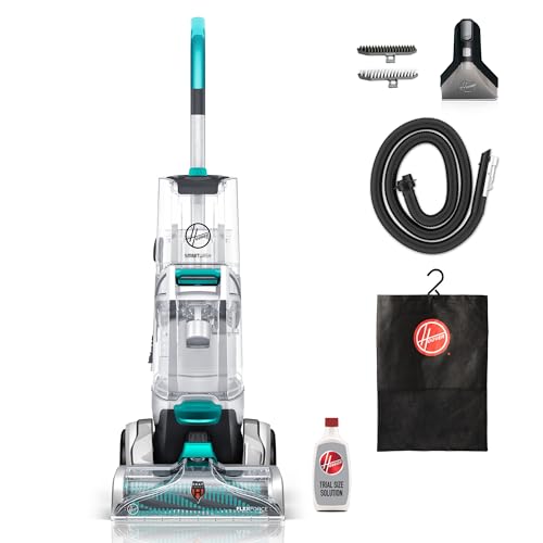 Hoover SmartWash+ Automatic Carpet Cleaner Machine, for Carpet and Upholstery, Deep Cleaning Carpet Shampooer, Carpet Deodorizer and Pet Stain Remover FH52000, Turquoise