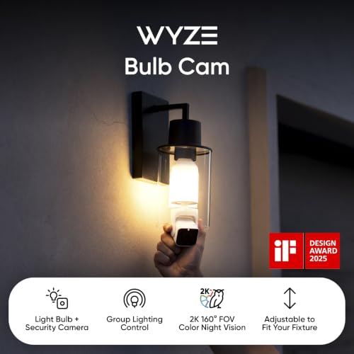 WYZE Bulb Cam - 2K HD Smart Light Bulb Security Camera, E26 Socket