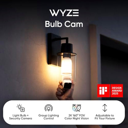 WYZE Bulb Cam - 2K HD Smart Light Bulb Security Camera, E26 Socket