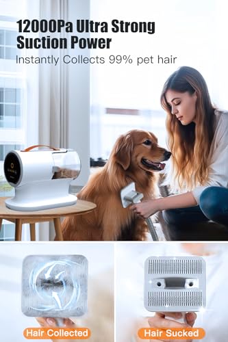 FIXR 12000Pa Powerful Pet Hair Vacuum for Shedding - 2L Dust Cup, Low Noise, 3 Suction Levels, 5 Grooming Tools