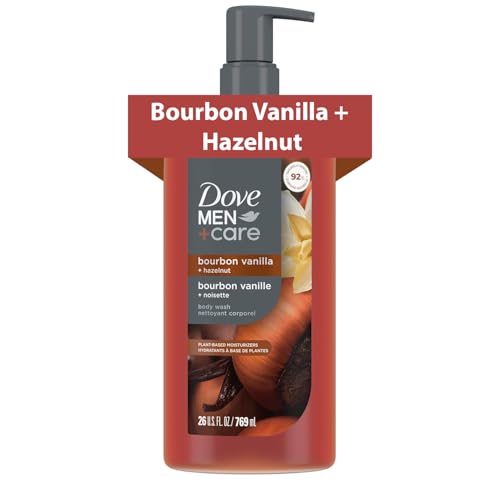 DOVE MEN Moisturizing Body Wash for Men, Bourbon Vanilla + Hazelnut, 26oz