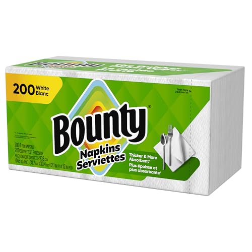 Bounty Paper Napkins, White, 200 Count, Packaging may vary