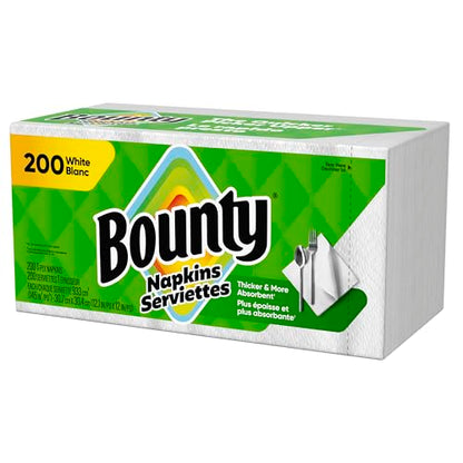 Bounty Paper Napkins, White, 200 Count, Packaging may vary