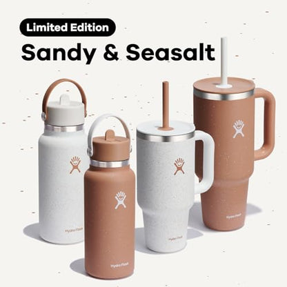 Hydro Flask 32 Oz Travel Tumbler with Handle, Lid and Straw - Insulated Stainless Steel in Sandy