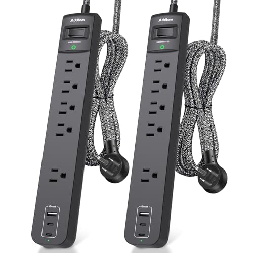 2 Pack Power Strip Surge Protector - 5 Widely Spaced Outlets 3 USB, 6Ft