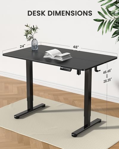 ErGear Height Adjustable Electric Standing Desk, 48 x 24 Inches Sit Stand up Desk, Memory Computer Home Office Desk (Black)