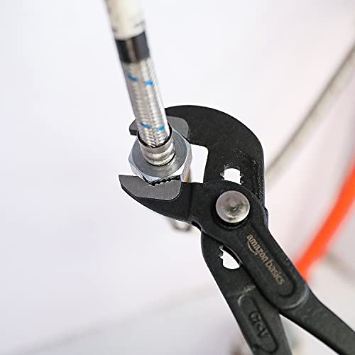 Amazon Basics 3-Piece Quick Release Groove Joint Pliers Set, Drop Forged Chrome Vanadium Steel, Includes 7-inch,10-inch, and 12-inch, Black