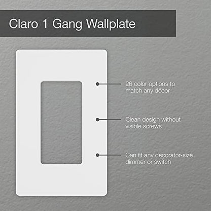 Lutron Claro 1 Gang Decorator/Rocker Wallplate, Gloss, White (6-Pack) | CW-1-WH-6