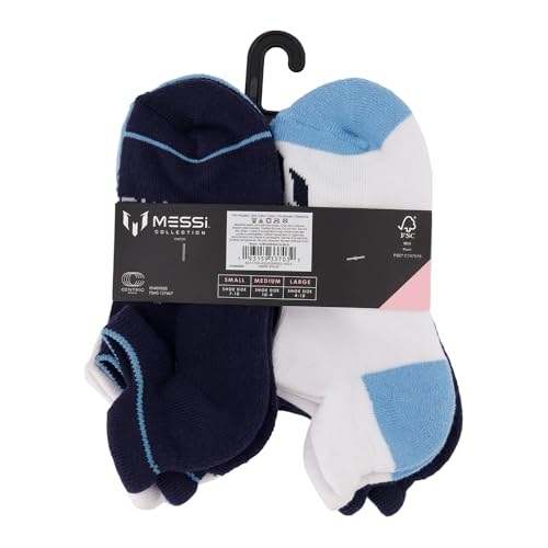 Messi Girls Lifestyle No-Show Socks, 6-Pack Kids Socks, Soft & Stretchy, Comfortable, Blue