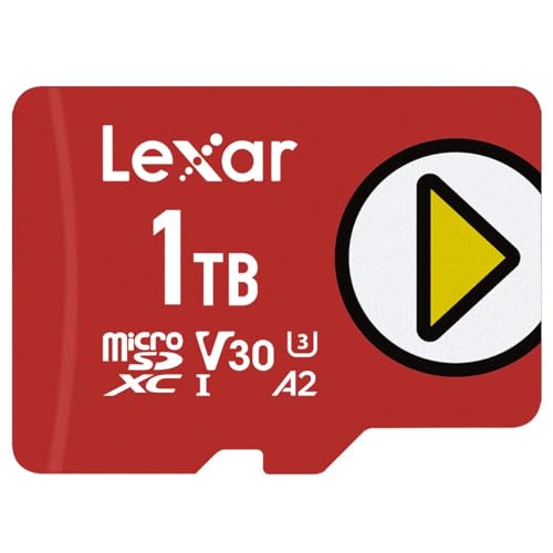 Lexar 1TB PLAY microSDXC Memory Card, UHS-I, C10, U3, V30, A2, Full-HD & 4K Video, Up To 160/100 MB/s, Expanded Storage for Nintendo-Switch, Gaming Devices, Smartphones, Tablets (LMSPLAY001T-BNNNU)