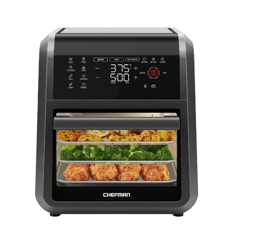 Chefman 12-Quart 6-in-1 Air Fryer Oven with Digital Timer, Touchscreen, and 12 Presets - Family Size Countertop Convection Oven, Dishwasher-Safe Parts