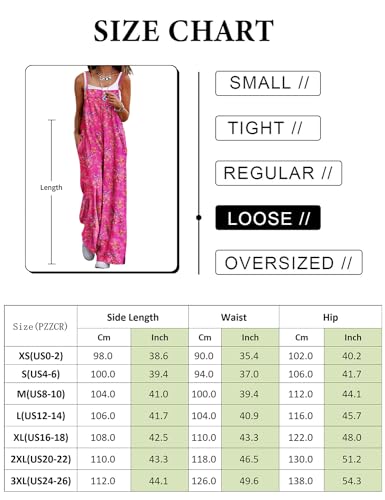 YESNO Women's Summer Boho Casual Jumpsuits Wide Leg Overalls Floral Print Baggy Rompers with Pockets M PZZCR 08