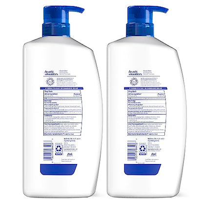 Head & Shoulders Anti-Dandruff Shampoo with 1% Pyrithione Zinc, Classic Clean Shampoo Twin Pack, Daily Use, Flake Control, Scalp Care, Color-Safe, Deep Clean, 32.1 fl oz Each