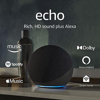 Amazon Echo (4th Gen) | With premium sound, smart home hub, and Alexa | Charcoal