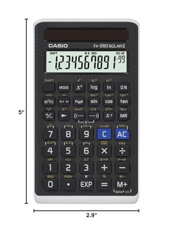 Casio fx-260 Solar II Scientific Calculator | 10-Digit Display | Fraction & Trig Functions | Ideal for Middle School, High School Math, Algebra, Trigonometry | Solar Powered