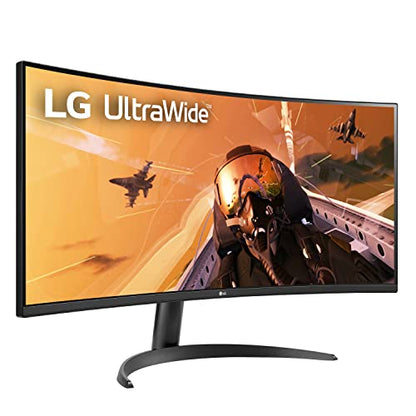 LG 34WP60C-B 34-Inch 21:9 Curved UltraWide QHD (3440x1440) VA Display with sRGB 99% Color Gamut and HDR 10, AMD FreeSync Premium and 3-Side Virtually Borderless Screen Curved QHD Tilt,Black