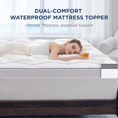 Bedsure King Size Dual Layer 4.5 Inch Memory Foam Mattress Topper, 2.5" Gel Memory Foam and 2" Waterproof Mattress Pad with 8-21" Deep Pocket, Cooling Pillow Top Cover for Back Pain, Medium Support