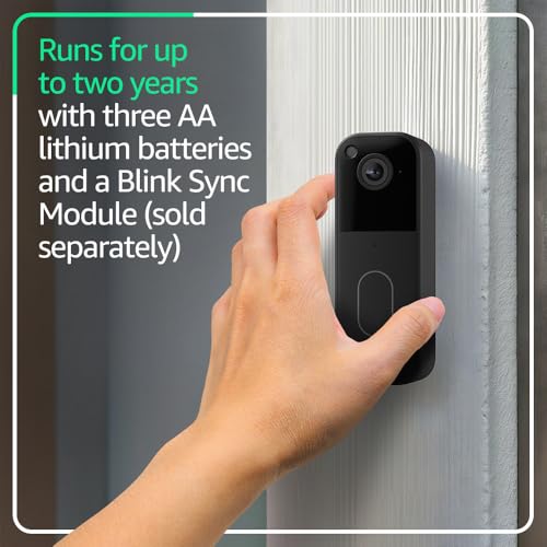 Blink Video Doorbell – Head-to-toe HD view, two-year battery life, and simple setup. Required Sync Module not included – Add-On (Black)