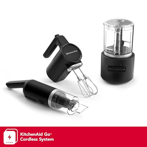 KitchenAid Go™ Cordless Bundle with Hand Mixer, Food Chopper and Kitchen Vacuum - battery included, KBUR131, Black Matte