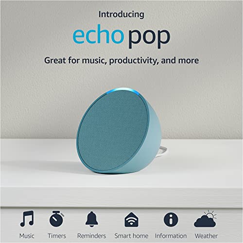 Amazon Echo Pop (newest model), Full sound compact smart speaker with Alexa, Midnight Teal