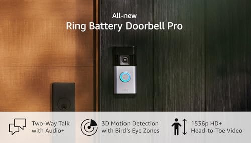 Ring Battery Doorbell Pro (newest model), Two-Way Talk with Audio+, 3D Motion Detection, and 1536p HD+ Head-to-Toe Video