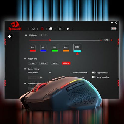 Redragon M810 MAX Wireless RGB Gaming Mouse 12000 DPI Remapping Keys