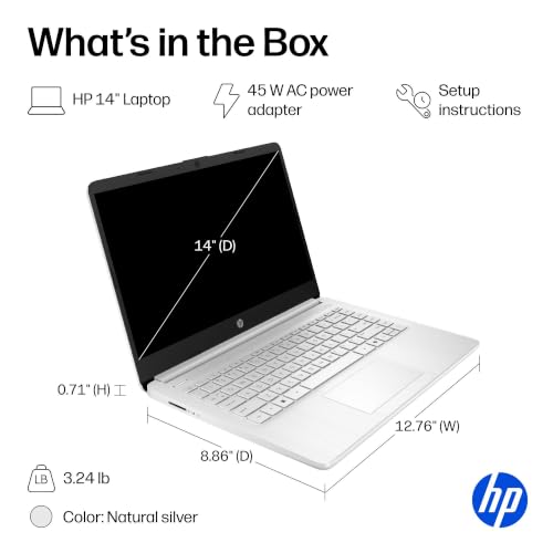 HP 2027 Everyday Laptop, Intel CPU, 128GB Storage, Copilot AI, Office 365 | 1TB Cloud Storage, Windows 11, Fast Charge, WiFi 6, Long Battery Life, Lightweight & Portable, Study & Work, Modern Silver
