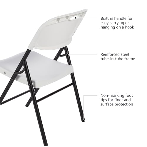 Amazon Basics Folding Plastic Chair with 350-Pound Capacity - 6-Pack, White