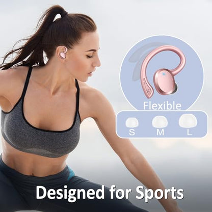 Wireless Earbuds Bluetooth Headphones Sport, 2024 Bluetooth 5.3 Earbud 3D HiFi Stereo Over Ear Buds, 48Hrs Earhooks Earphone with Noise Cancelling Mic, IP7 Waterproof Headset for Workout/Running/Gym