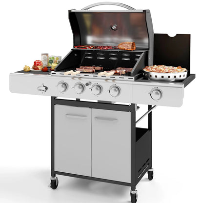 Summit Living 4 Burner Propane Gas Grill with Side Burner Stainless Steel