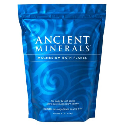 Ancient Minerals Magnesium Bath Flakes - Bathing Alternative to Epsom Salt - Soak in Natural Salts - High-Absorption Efficiency for Relaxation, Wellness & Muscle Relief - 8 lbs