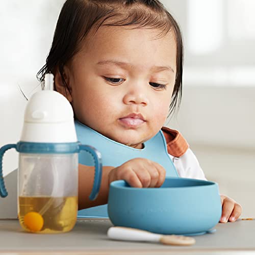 NumNum Suction Bowls | Extra Strong Suction | Non-Slip Design | Durable 100% Food Grade Silicone BPA-Free | for Babies & Toddlers 4 months+, 2 Baby Bowls (Blue/Glacier Green)