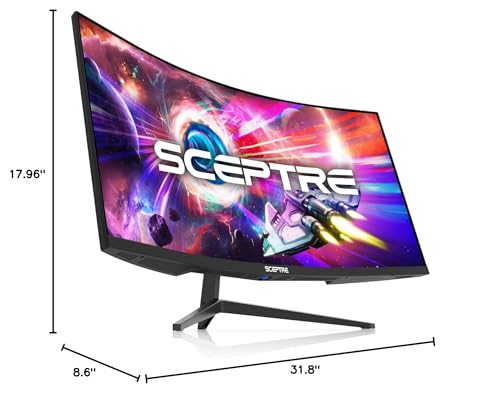 Sceptre 34-Inch Curved Ultrawide WQHD Monitor 3440 x 1440 R1500 up to 165Hz DisplayPort x2 99% sRGB 1ms Picture by Picture, Machine Black 2023 (C345B-QUT168)