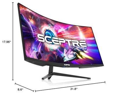 Sceptre 34-Inch Curved Ultrawide WQHD Monitor 3440 x 1440 R1500 up to 165Hz DisplayPort x2 99% sRGB 1ms Picture by Picture, Machine Black 2023 (C345B-QUT168)