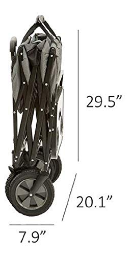 Mac Sports Collapsible Outdoor Utility Wagon with Folding Table and Drink Holders, Gray